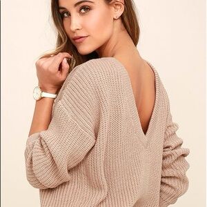 Lulu's Beige V-back Sweater